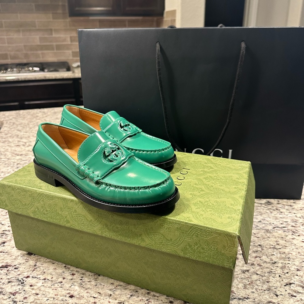 Green Gucci Loafers